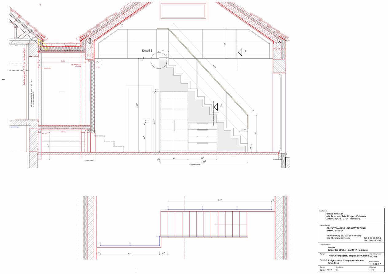 BV Belgarder, Ansicht Treppe, Ausführungsplan